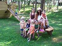 Group of kids by the pirate ship
