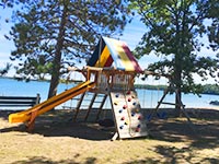 Kids at one of beach picnic table