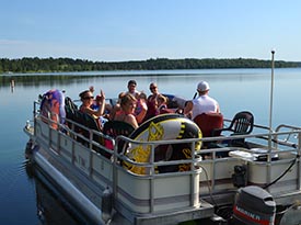 Fun on the pontoon boat