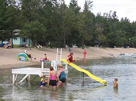 Water slide fun on the beach